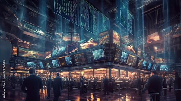 Fototapeta Trading Frenzy: A Dynamic Glimpse of Financial Decision-Making