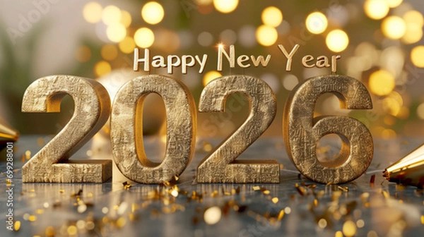 Fototapeta Happy New Year 2026,Text,明けましておめでとうございます。2026年 Generative AI