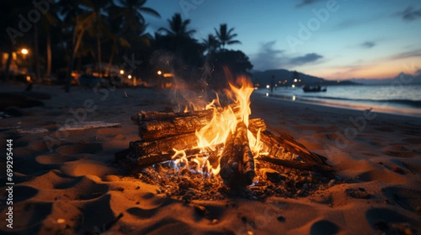 Obraz campfire on the beach