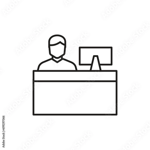 Fototapeta Hotel reception icon, isolated on white background, vector illustration