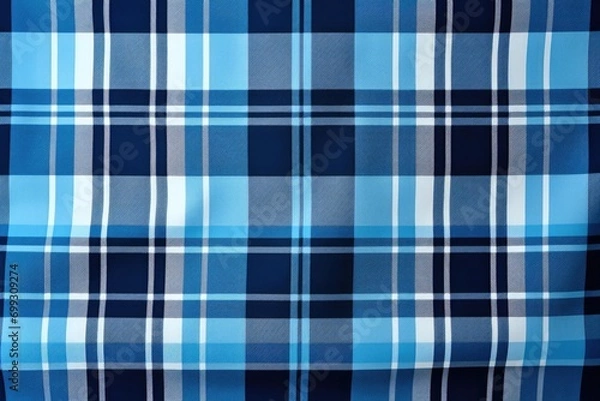 Fototapeta Classic Blue Plaid Textile Pattern Tartan Cloth Crisscrossed Lines Checkered Cozy Rustic Sett Wallpaper Background Backdrop