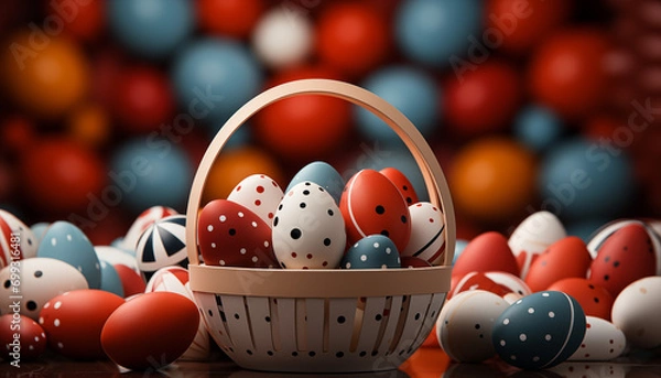 Fototapeta Decorative Easter Eggs in a Basket Modern design AI Generated 