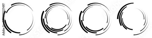Fototapeta Abstract geometric design featuring a circle swirl shape with spiral lines. Radial spinning halftone form. For posters, banners, logos, icons, presentations, and booklets. Vector