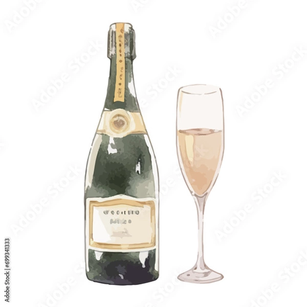 Obraz 水彩で描いたシャンパンのイラスト