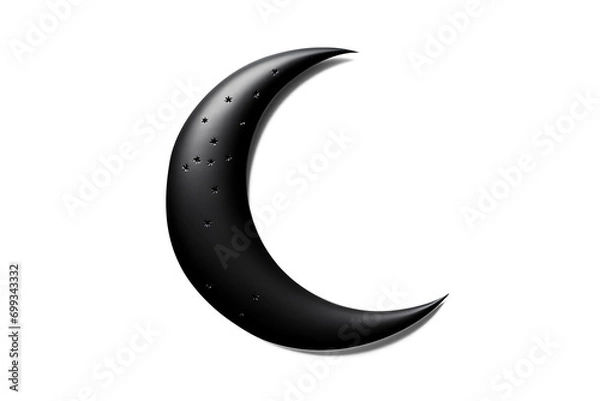 Fototapeta Stylized Crescent Moon with Star Patterns  | Isolated on Transparent & White Background | PNG File with Transparency