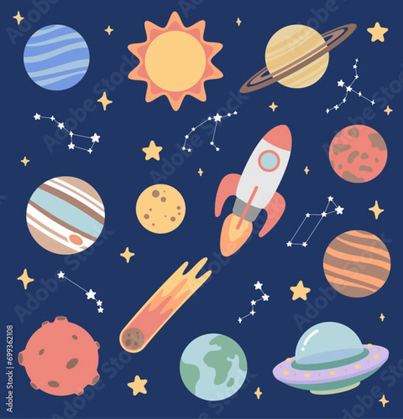 Fototapeta 우주 행성 일러스트 벡터 이미지