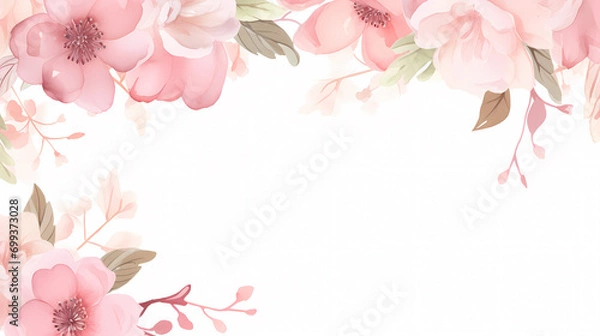 Obraz Floral frame with watercolor flowers, decorative floral background pattern