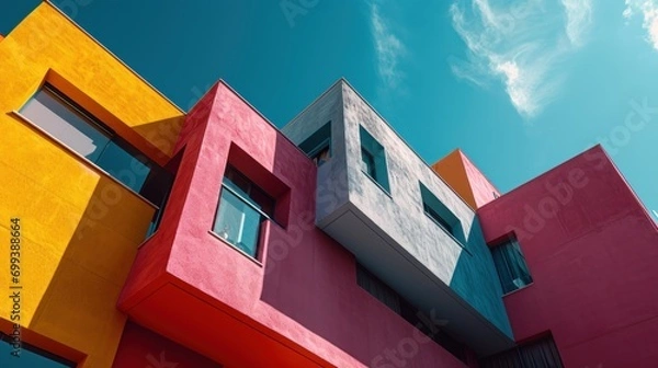 Fototapeta Vibrant Modern Building Facades with Geometric Shapes