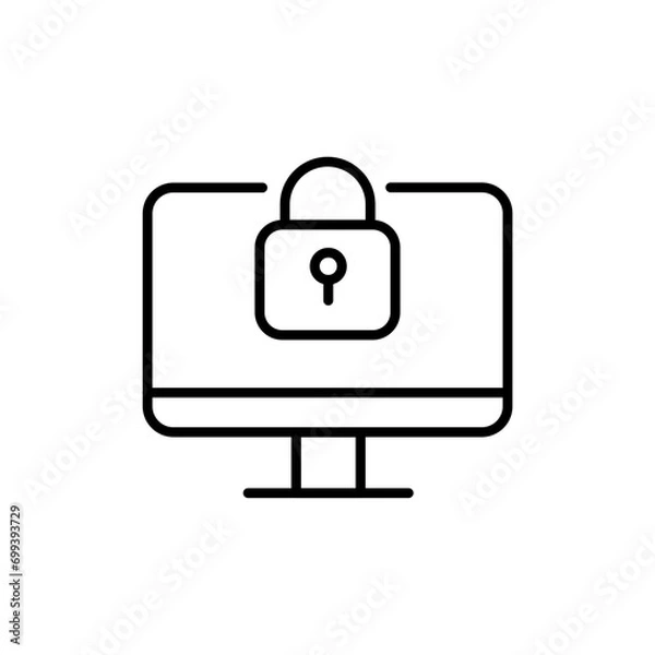 Fototapeta Computer lock outline icons, security minimalist vector illustration ,simple transparent graphic element .Isolated on white background