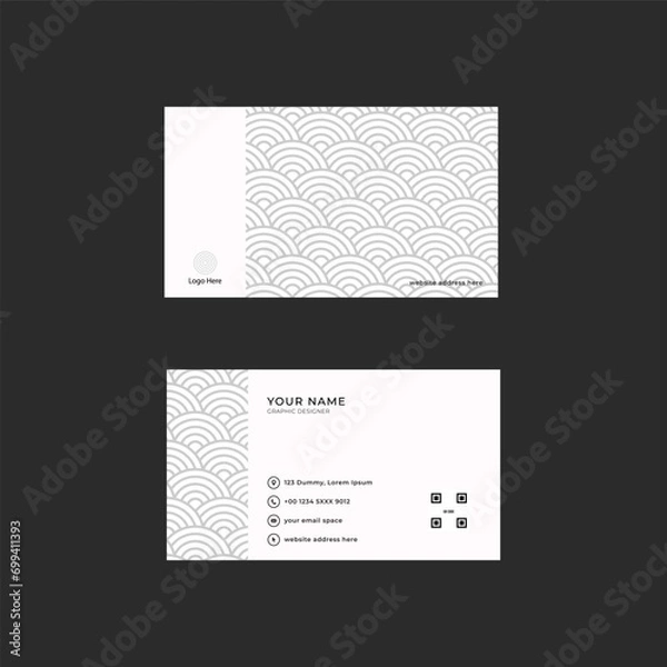 Fototapeta minimalist grey wave pattern modern horizontal business card template