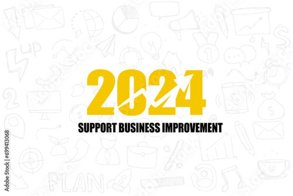 Obraz 2024 new year goal support business improvement, Business plan, financial plan and strategies. Annual plan and development for achieving goal, achievement and success in 2024. Vector