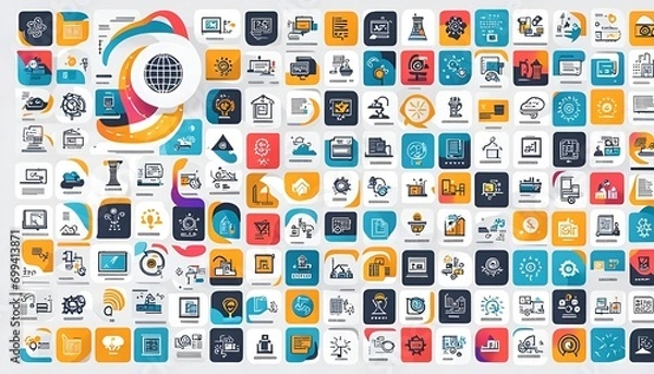 Fototapeta set of icons for web design