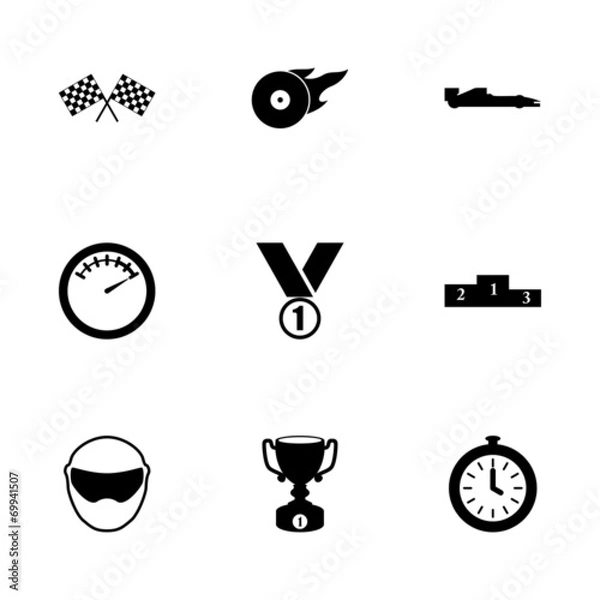 Obraz Vector black racing icons set