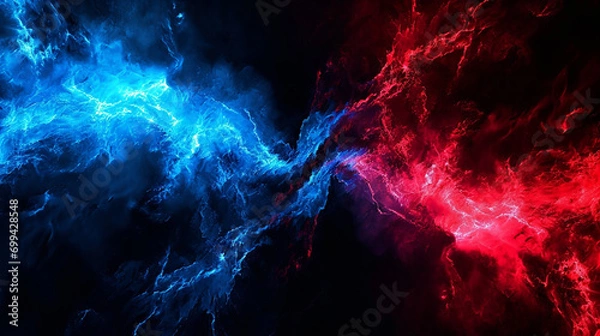 Fototapeta Abstract Different shades of fire in the night - Blue and Red waves of flames on Black background




