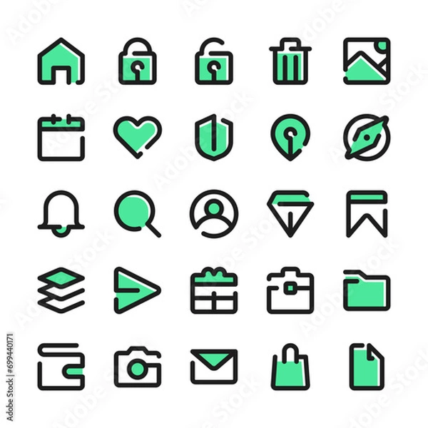 Fototapeta Basic UI icon set vector