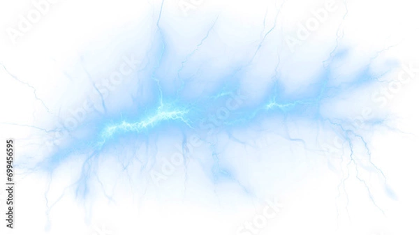 Fototapeta Glowing lightning bolt isolated on transparent background. PNG