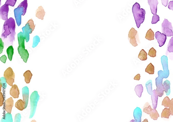 Obraz カラフルなドットが散った水彩テクスチャの背景イラスト素材