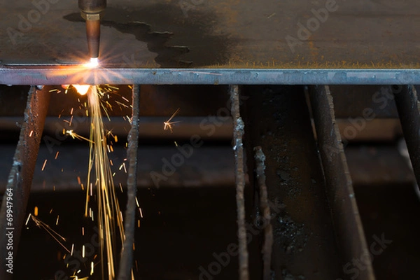 Obraz Steel plate cutting