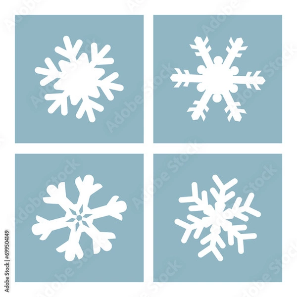 Obraz Snowflakes symbol set. Ice crystals icon. Quadruple snowflake vector illustration