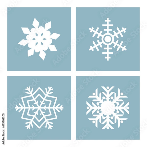 Obraz Snowflakes symbol set. Ice crystals icon. Quadruple snowflake vector illustration