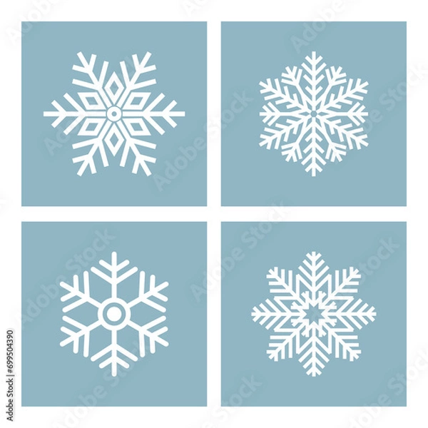 Obraz Snowflakes symbol set. Ice crystals icon. Quadruple snowflake vector illustration