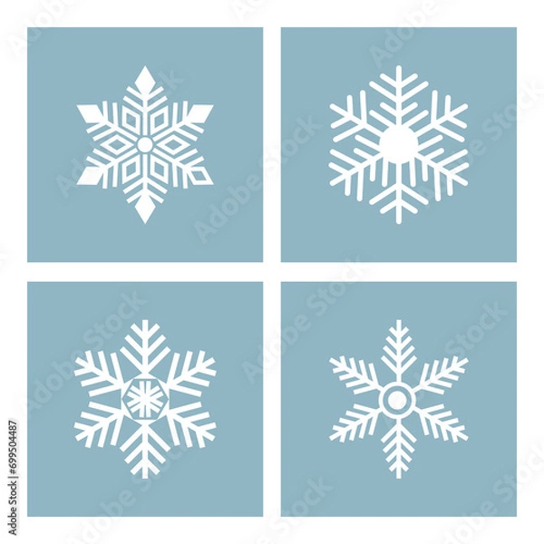 Obraz Snowflakes symbol set. Ice crystals icon. Quadruple snowflake vector illustration