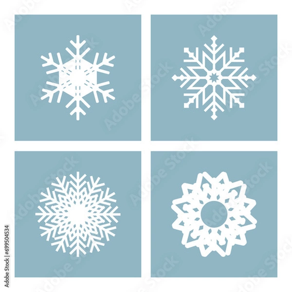 Obraz Snowflakes symbol set. Ice crystals icon. Quadruple snowflake vector illustration