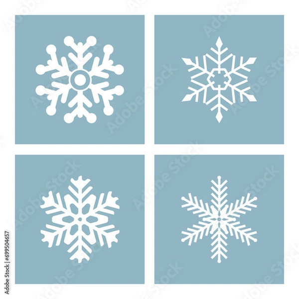Obraz Snowflakes symbol set. Ice crystals icon. Quadruple snowflake vector illustration