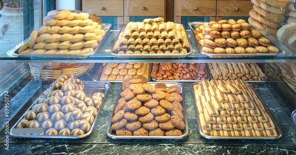 Fototapeta Bakery breads and Cakes in a Bakery store