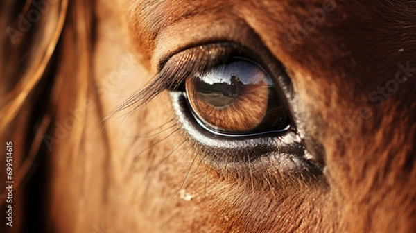 Fototapeta brown horse closeup macro eye daylight ai visual concept