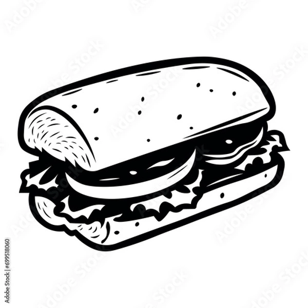 Obraz Sandwich black vector icon on white background