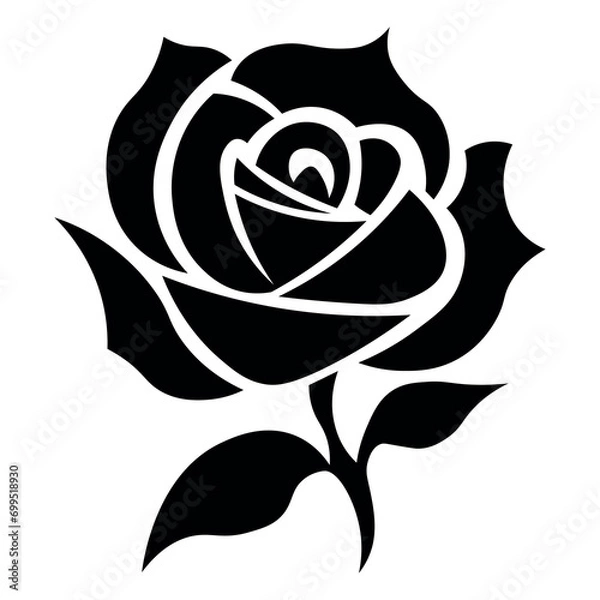 Obraz Rose black vector icon on white background