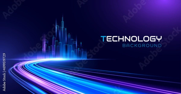 Obraz Gradient smart city and high speed background