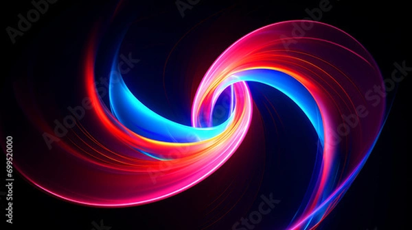 Fototapeta Spiral colorful neon lights glowing background - ai generative