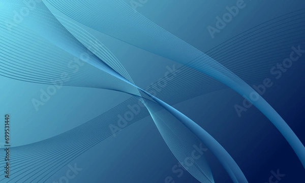 Fototapeta blue light smooth lines wave curves with soft gradient abstract background