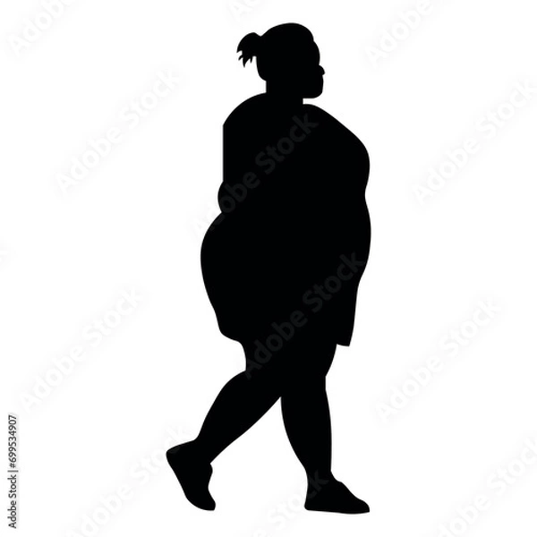 Obraz Plus size woman silhouette on white background