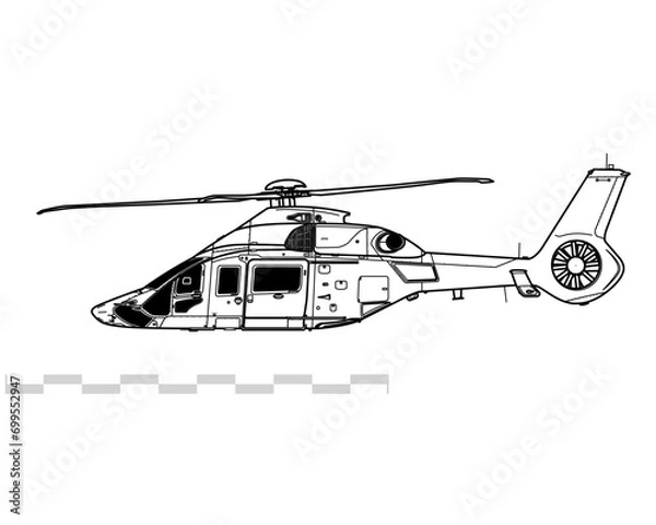 Fototapeta Airbus Helicopters H160M. Medium utility helicopter. Side view. Image for illustration and infographics.