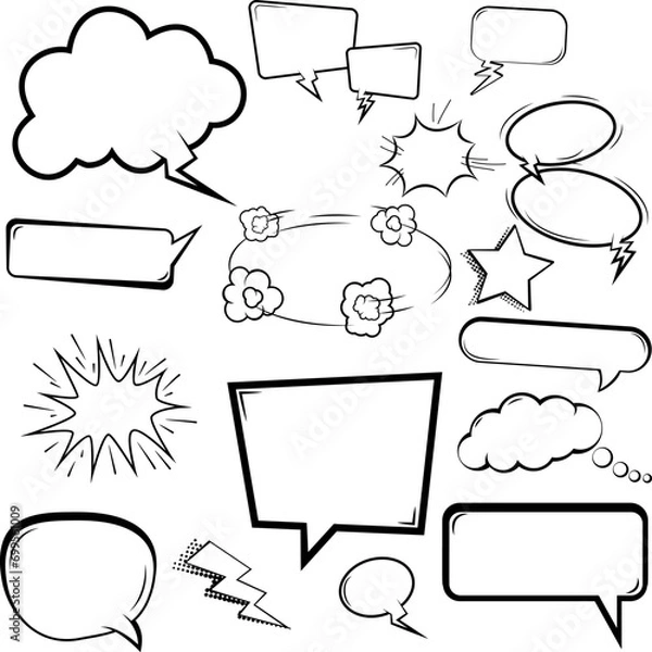 Fototapeta Set of the speech bubbles on white background. Design elements for comic style illustrations, flyer, poster, websites.