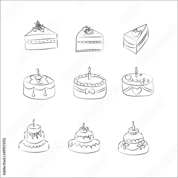 Obraz  Birthday cakes,  slice bakery, piece, fruits.