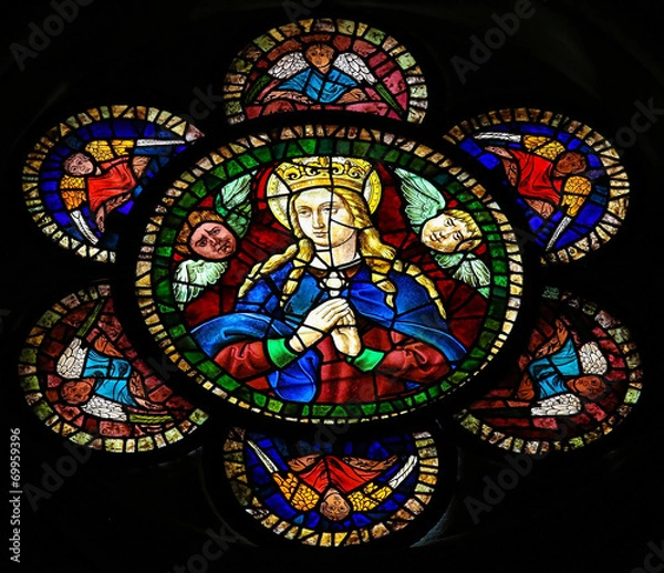 Obraz Mother Mary - stained glass in Leon cathedral