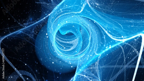 Obraz Blue glowing multidimensional quantum force field with elementary particles