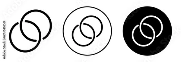 Obraz Connect two circle flat icon set. interconnected round link chain symbol  vector design 