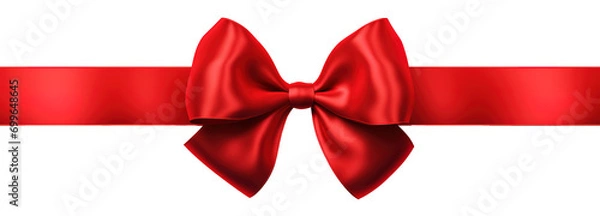 Fototapeta Red Ribbon Bow. Ribbon PNG. Red ribbon with bow isolated on white background.
