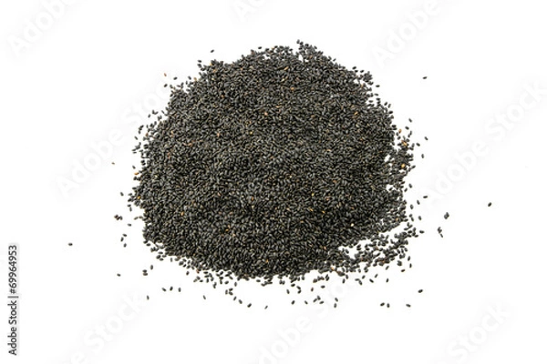 Obraz Sweet Basil seeds ,Ocimum canum Sims on white background