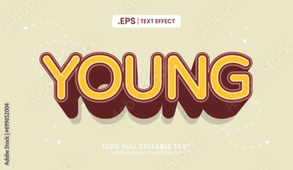 Fototapeta Design editable text effect, young text vector illustration