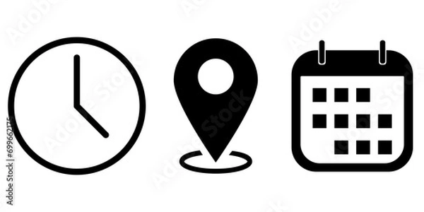 Obraz time, adress, calendar, and date icon isolated on white bg