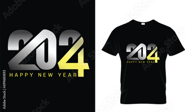 Fototapeta  happy new year tshirt design,t shirt design concept, tshirt design 2024