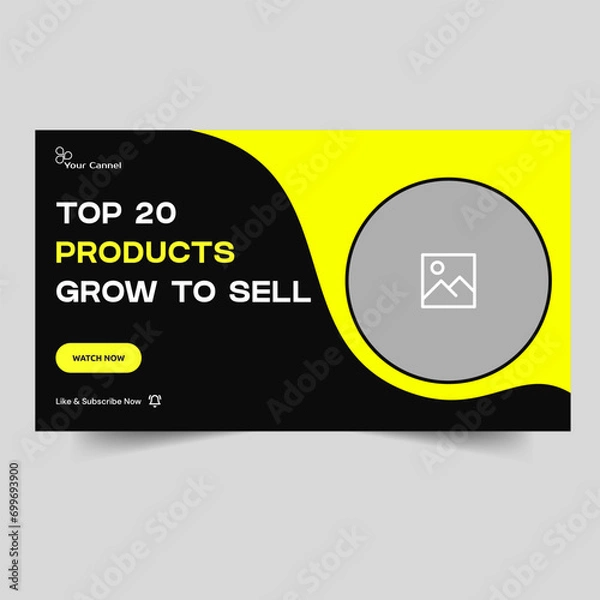 Obraz Fully customizable vector illustration product review video thumbnail banner design, business product idea banner design, vector eps 10 file format