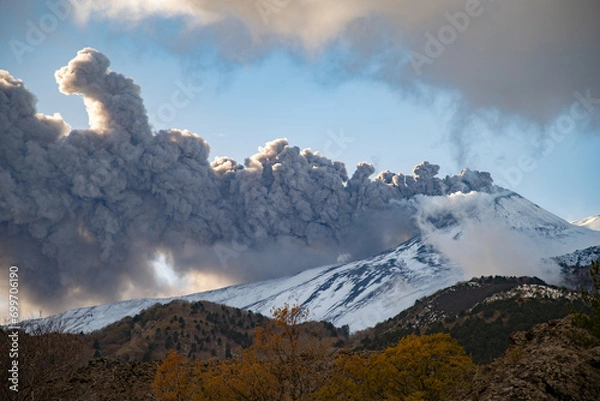 Obraz Eruptive vent with lava emis at the top of the Etna volcano