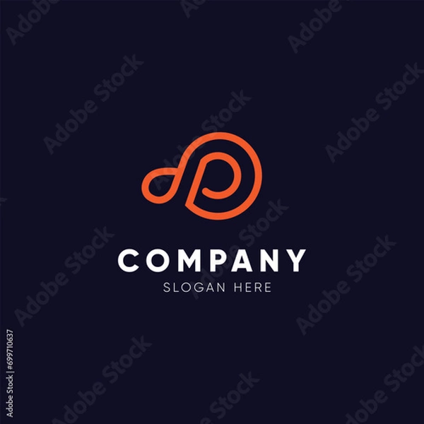 Fototapeta Infinity with letter P logo vector symbol, Abstract, monogram